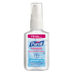 Purell Advanced Gel Hand Sanitizer, 2 Oz Pump Bottle, Refreshing Scent, 24/carton