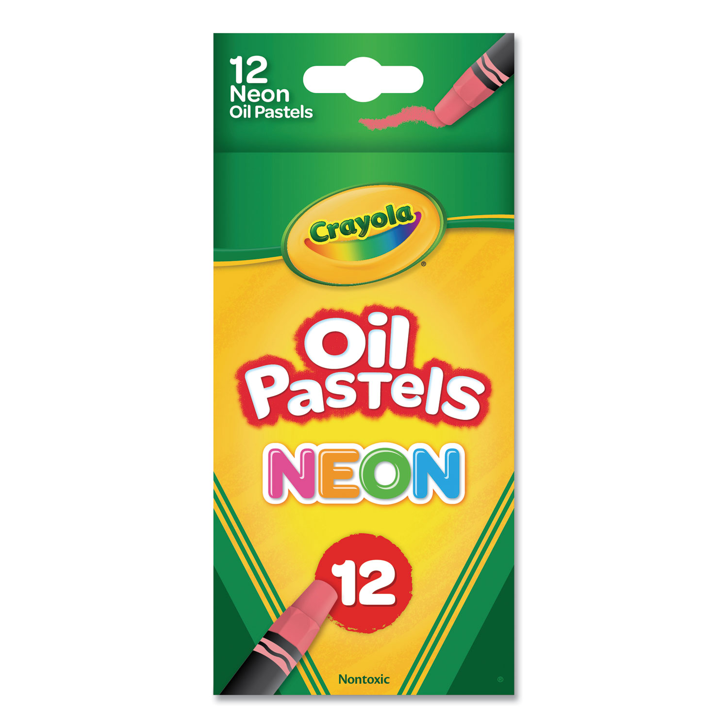 Crayola Neon Oil Pastels, 12 Assorted Colors, 12/Pack