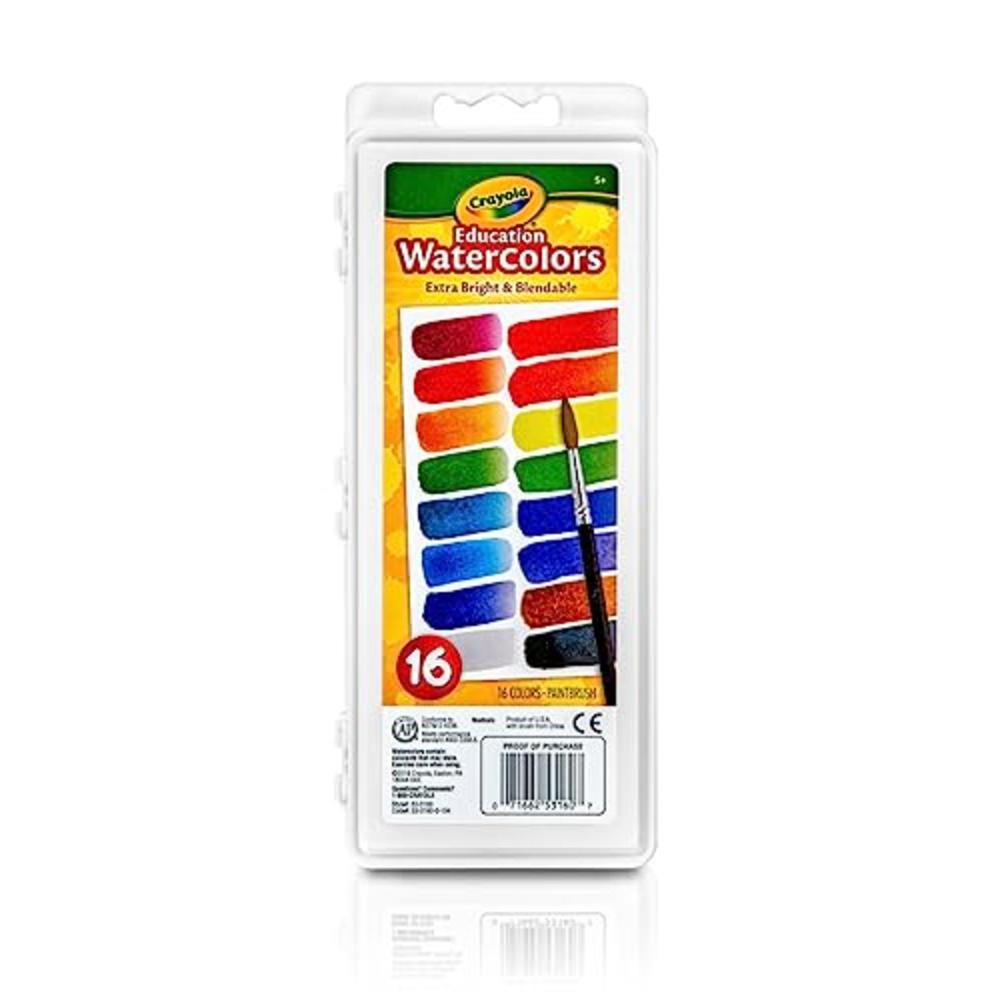 Crayola Watercolors, 16 Assorted Colors, Palette Tray