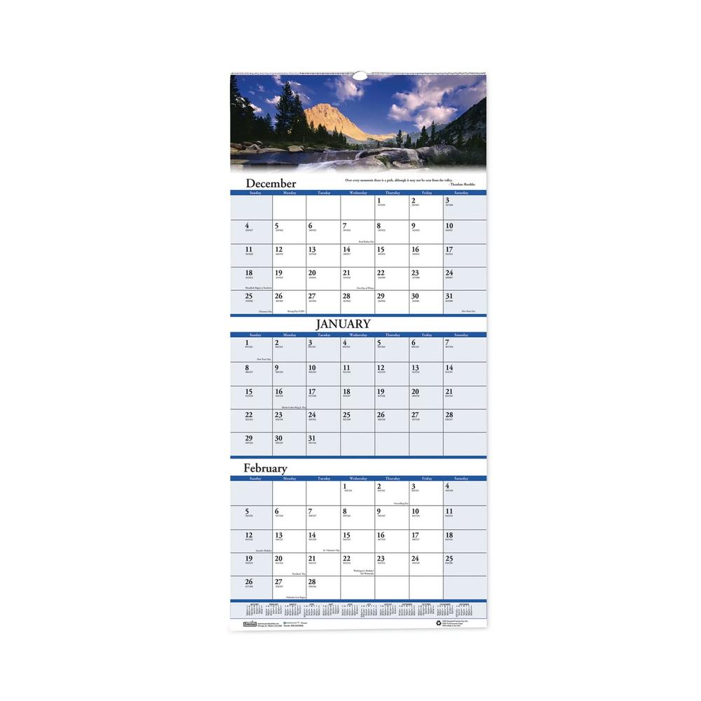 House of Doolittle Earthscapes Recycled 3-Month Vertical Wall Calendar, Scenic Landscapes Photography, 12.25 X 26, 14-Month (Dec-Jan): 2021-2023