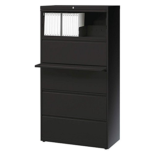 Hirsh Industries Lateral File Cabinet, 5 Letter/Legal/A4-Size File Drawers, Black, 30 X 18.62 X 67.62