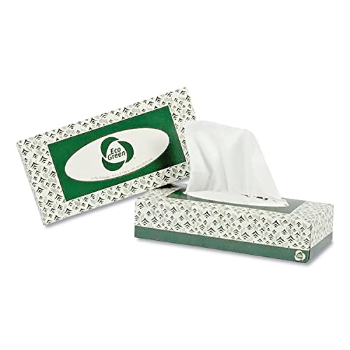 Eco Green Recycled Two-Ply Facial Tissue, White, 150 Sheets/box, 20 Boxes/carton