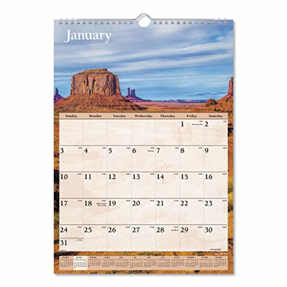 AT-A-GLANCE Scenic Monthly Wall Calendar, Scenic Landscape Photography, 12 X 17, White/Multicolor Sheets, 12-Month (Jan To Dec): 2022