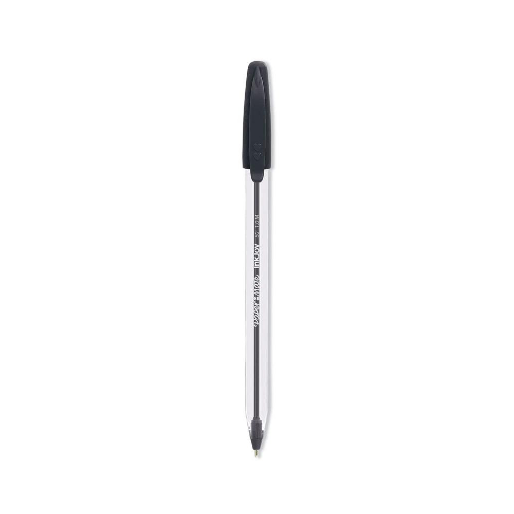 Paper-Mate Inkjoy 50St Ballpoint Pen, Stick, Medium 1 Mm, Black Ink, White/Black Barrel, 60/Pack