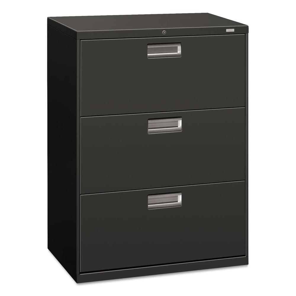 HON Brigade 600 Series Lateral File, 3 Legal/Letter-Size File Drawers, Charcoal, 30" X 18" X 39.13"