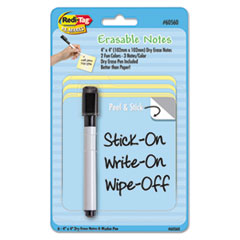 Redi-Tag Self-Stick Notes with Dry Erase Pen, 4 x 4, Blue/Yellow, 6/Pack