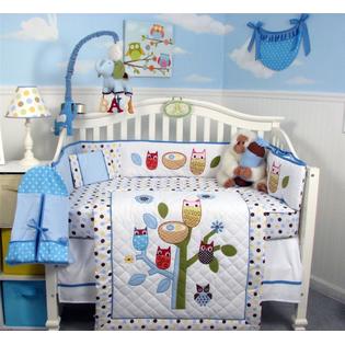 Soho Designs Blue Owl Tree Baby Crib Nursery Bedding Blue Owl Tree Baby Crib Nursery Bedding