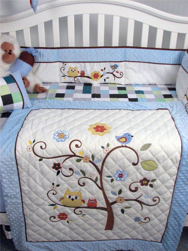 Soho Designs Baby Blue Cherry Tree Nursery Bedding Set 14 Pcs