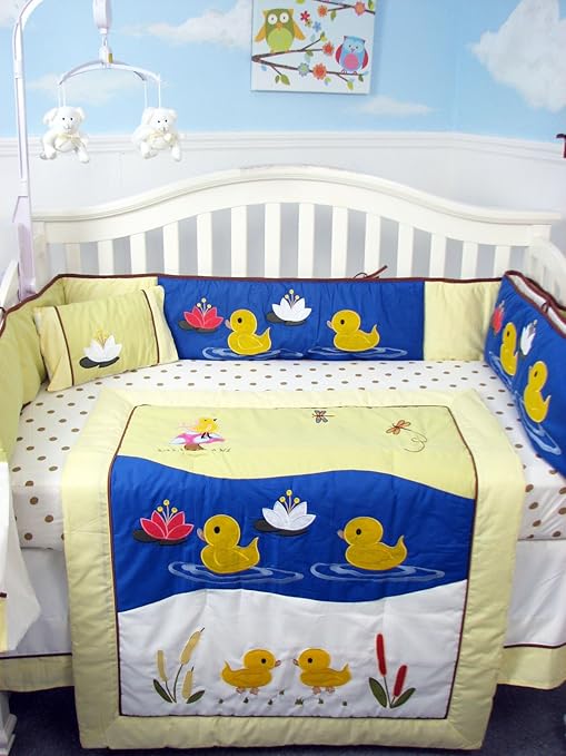 Soho Designs Quack Ducks Ranch Baby Crib Nursery Bedding Set 14 Pcs Included Diaper Bag With Changing Pad Accessory Case Bottle Soho Designs Quack Ducks Ranch, Rubber Duck Baby Bedding
