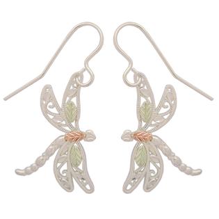 Filigree Dragonfly Earrings Sterling Silver 12k Green Gold Black Hills Gold Filigree Dragonfly Earrings Sterling Silver 12k Green