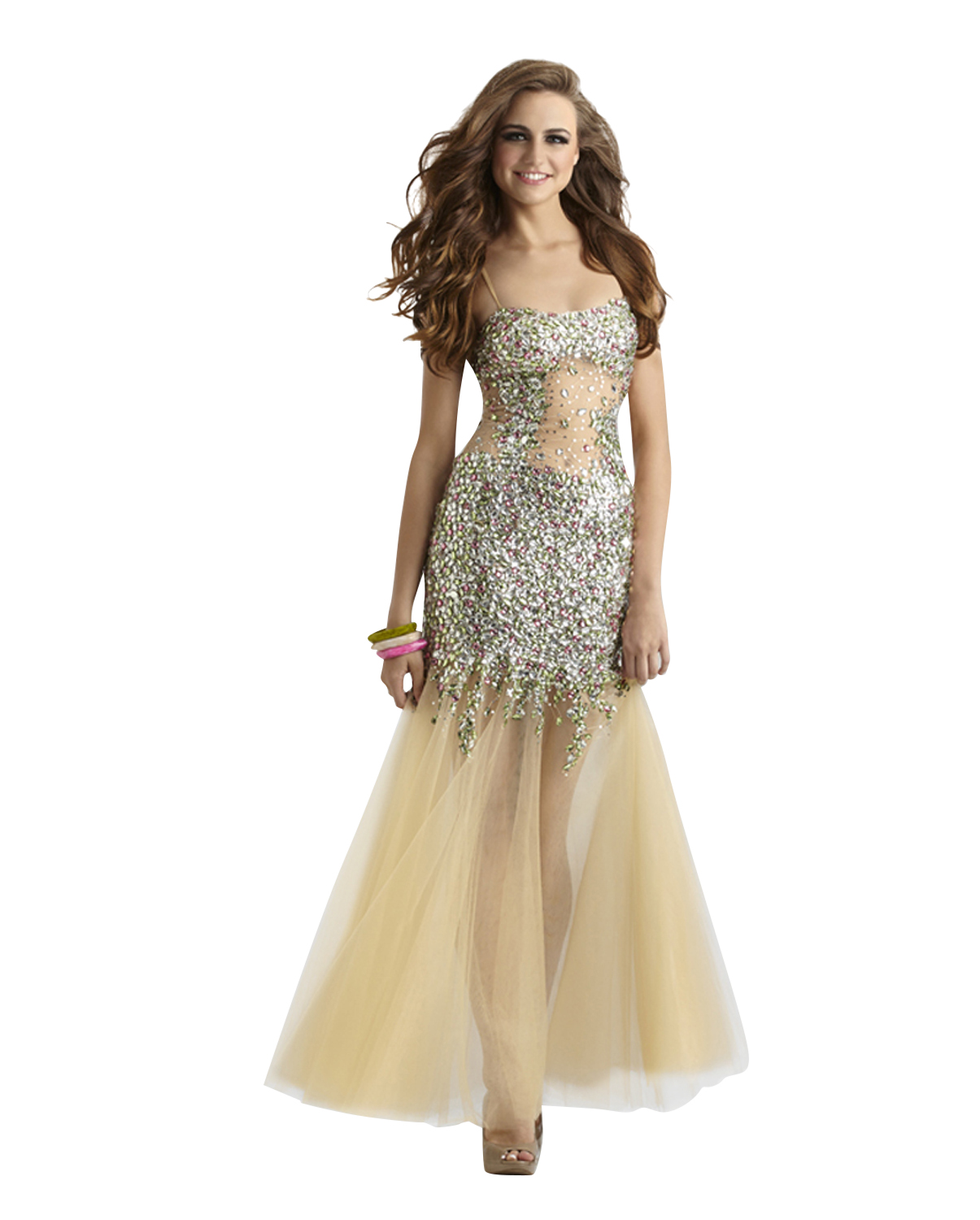Clarisse Sheer and Beaded Couture Prom and Party Dress 4314