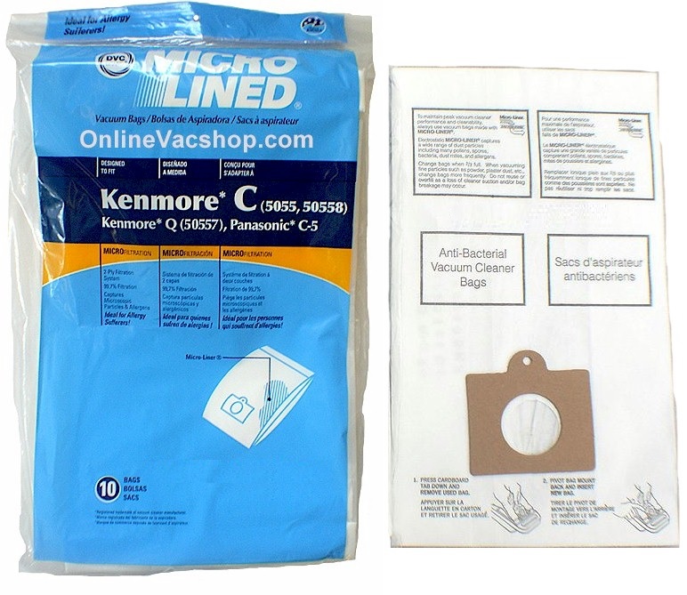 HOME CARE 10 American Made For Kenmore 5055 or 50557 Style C Vacuum Cleaner Bags Generic, Bulk