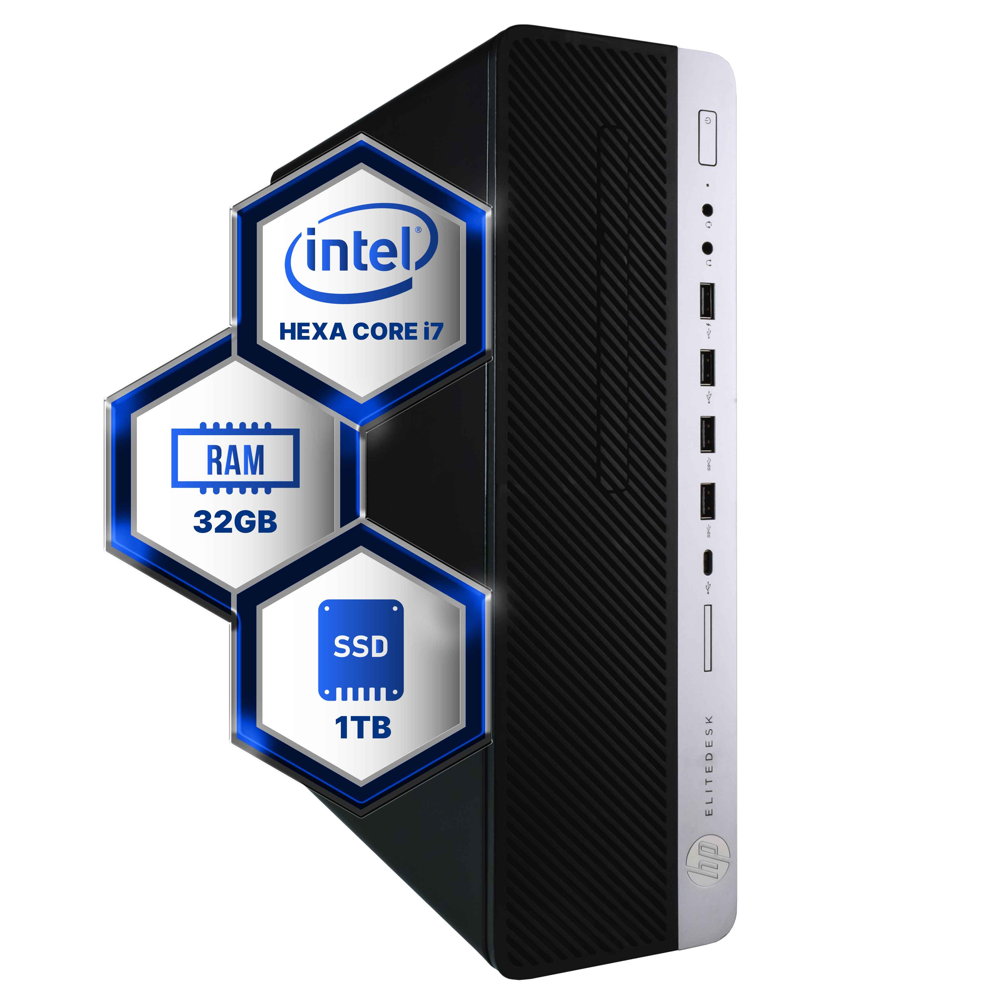 HP EliteDesk 800G4 Desktop | Hexa Core Intel i7 (3.4) | 32GB DDR4 | 1TB SSD Solid State | Windows 11 Pro | Home or Office PC