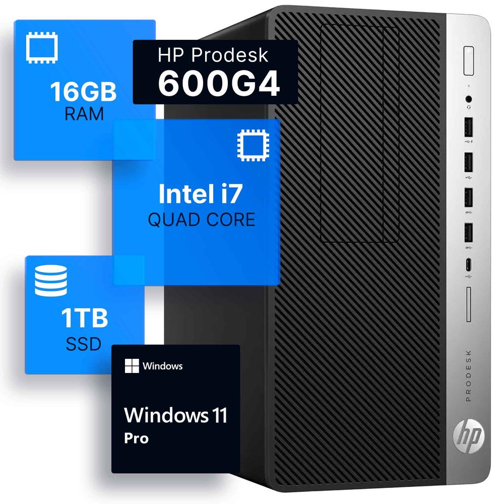 HP ProDesk 600G4 Tower Desktop Computer | Intel i7-8700 (3.4) | 16GB DDR4 RAM | 1TB SSD  | Win 11 Pro  | Home or Office PC