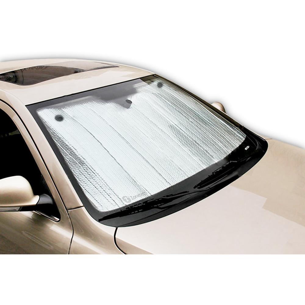 Zone Tech Silver Foldable Sun Shade - Premium Quality Metallic Reflective Car Sun Shade