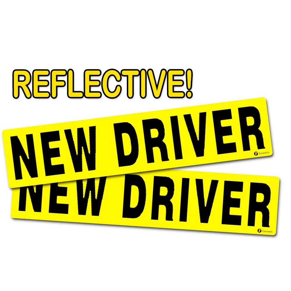 Zone Tech 2x New Driver Stickers Reflective Vehicle Car Signs Bumper Decals