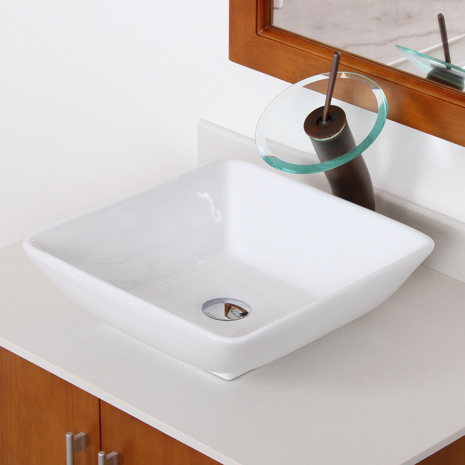Elite Bath Vessel Sinks Sears Elite High Temperature Ceramic Square Design Bathroom Sink And Oil Rubbed Bronze Faucet Combo