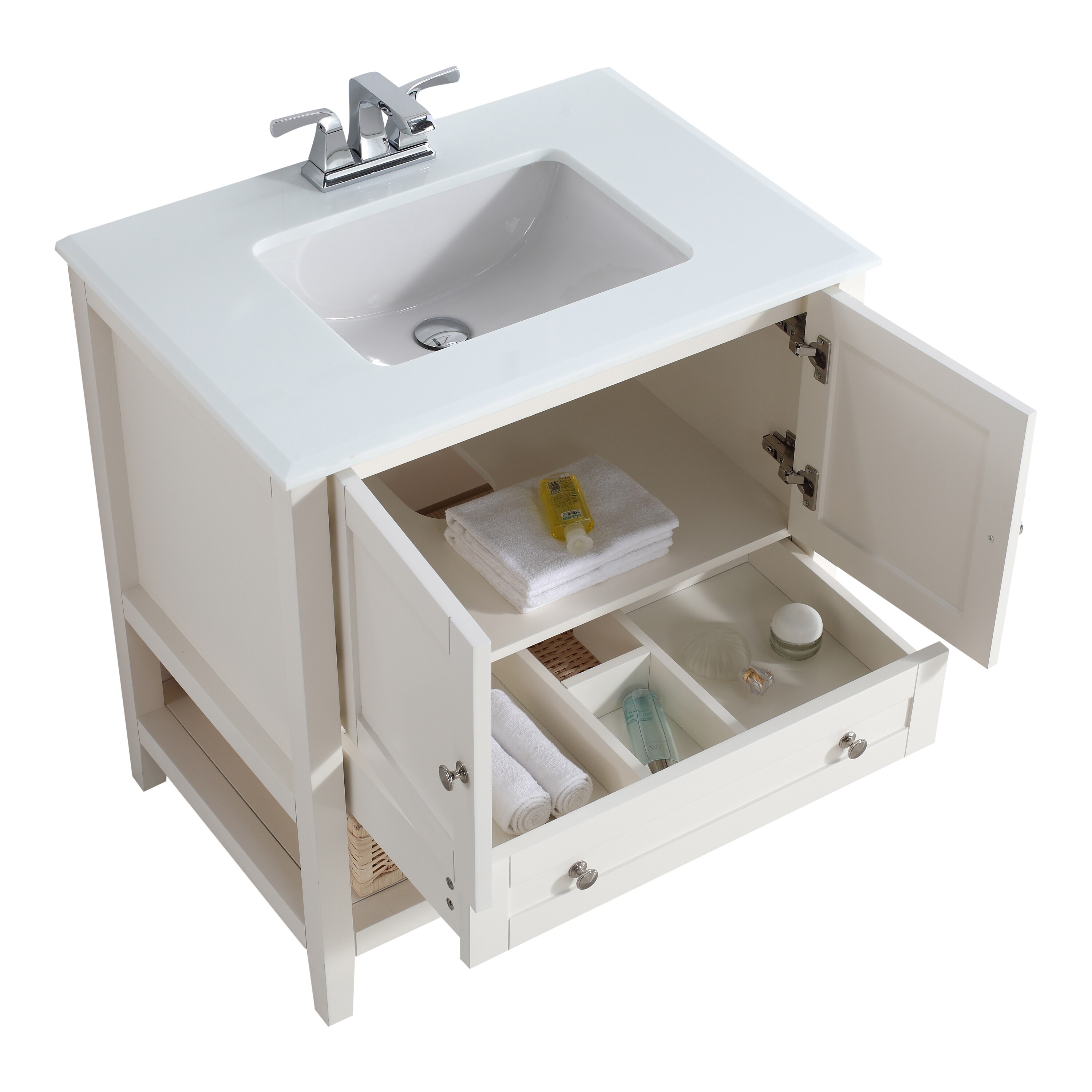 Wyndenhall Belmont 30 Inch White Bath Vanity With Quartz Wyndenhall Belmont 30 Inch White Bath Vanity With Quartz Marble Top