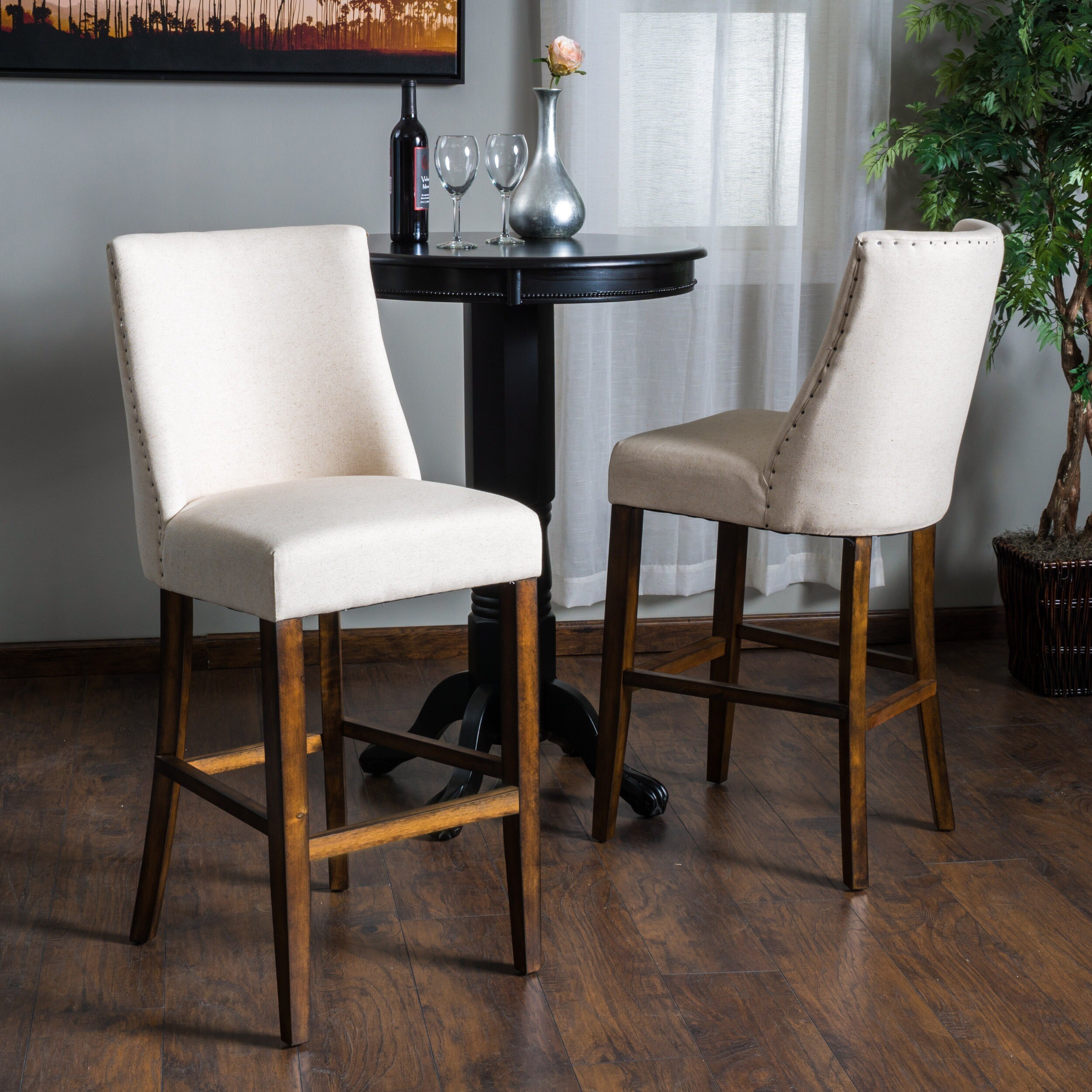 Beige Tan Christopher Knight Home Bar Stools Sears Christopher Knight Home Harman 45 Inch Fabric Barstool Set Of 2 By