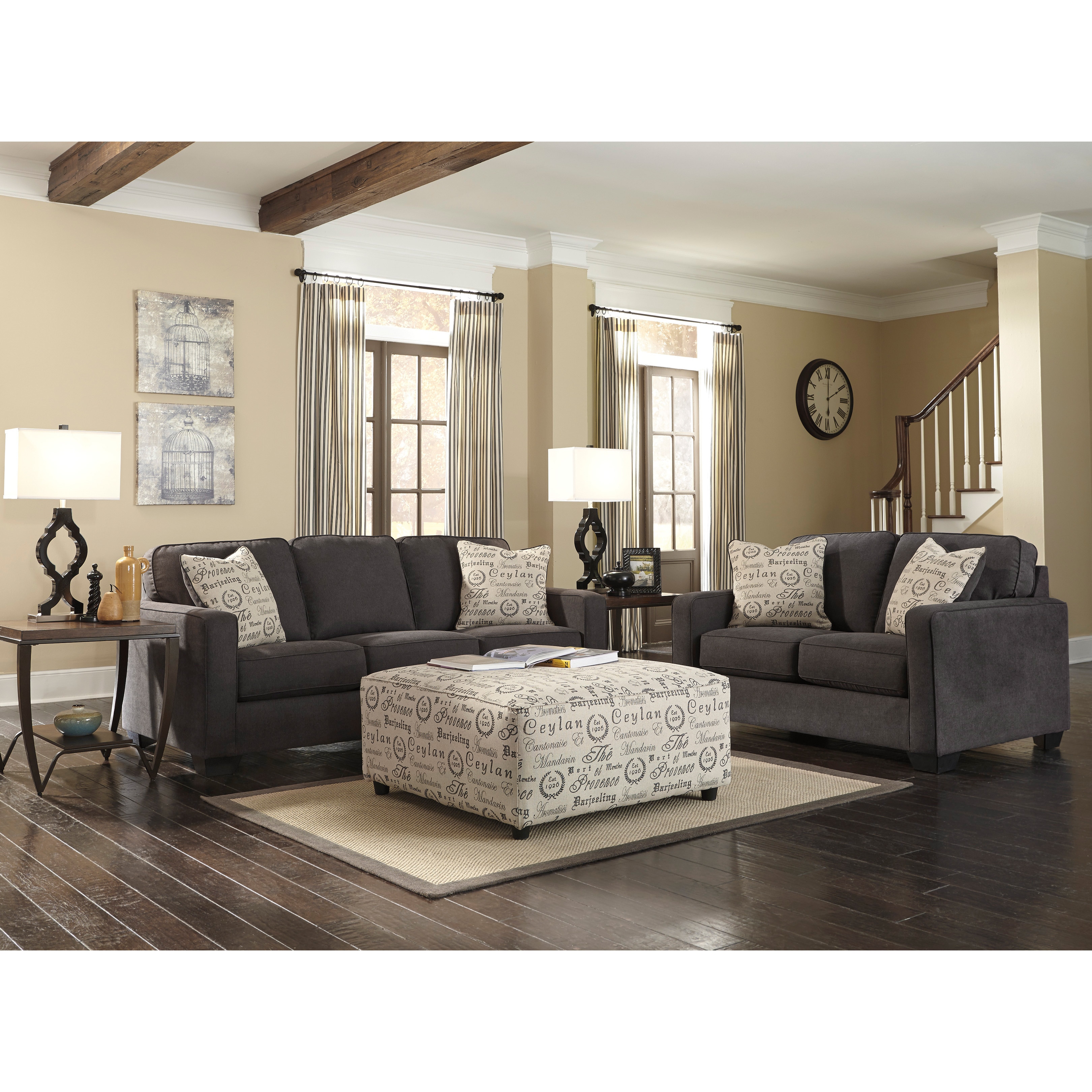 Signature Design By Ashley Alenya Charcoal Sofa And Accent Pillows Ashley Alenya Charcoal Sofa