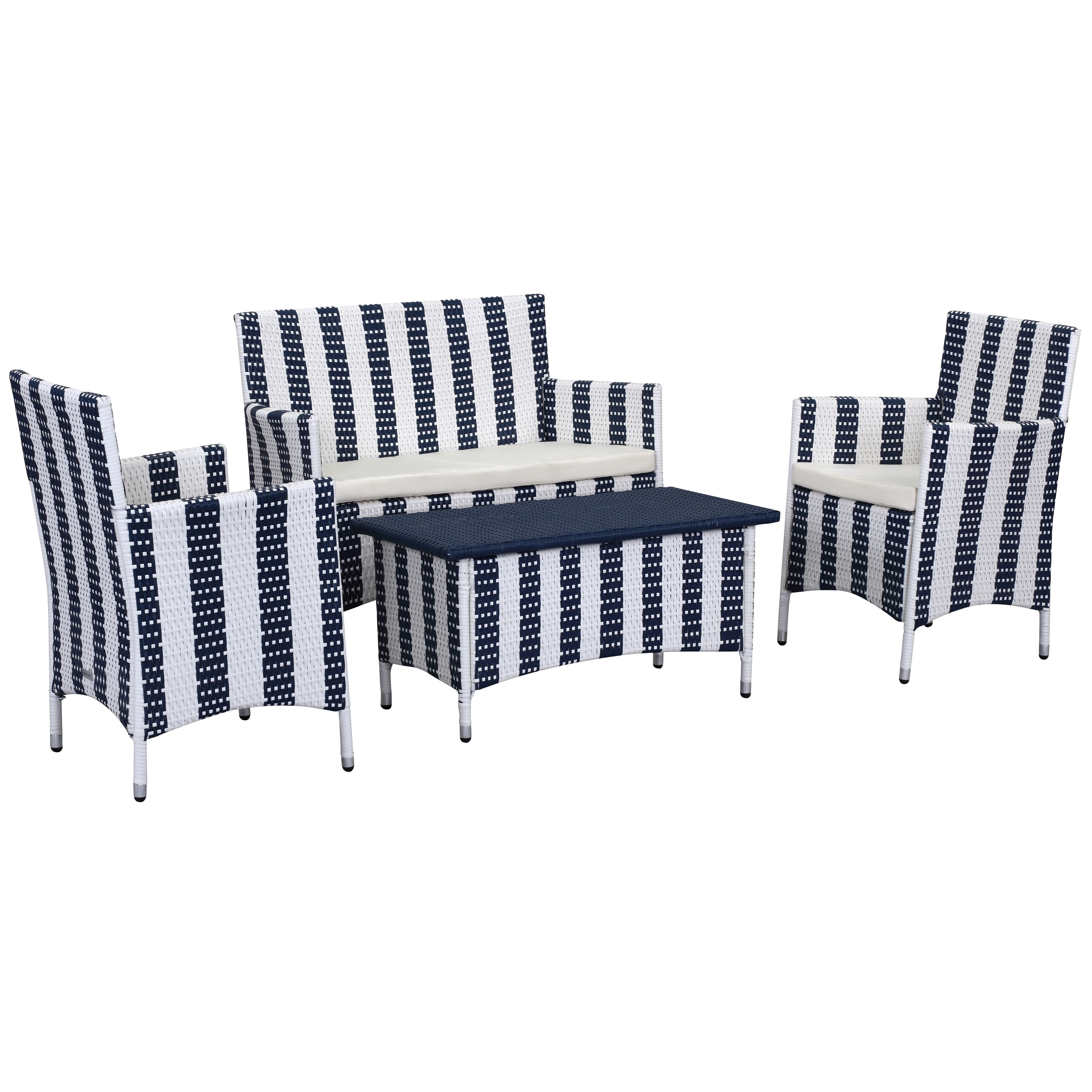 Safavieh Outdoor Living Figueroa Navy White Patio Set 4 Piece Safavieh Outdoor Living Figueroa Navy White Patio Set 4 Piece