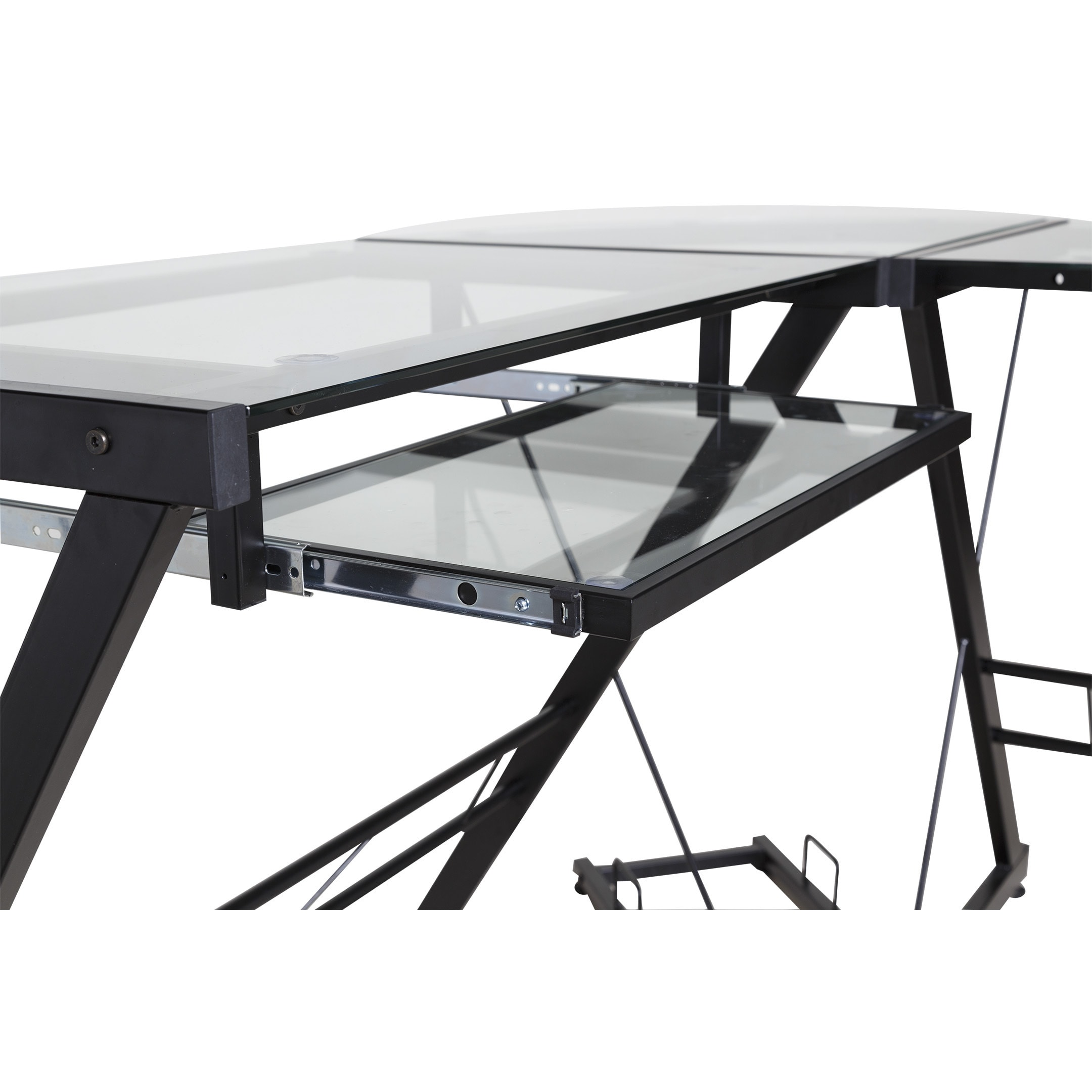 Comfort S One Space 50 Jn110500 Black And Clear Glass L Shape Comfort S One Space 50 Jn110500 Black And Clear Glass L Shape Desk With Pull Out Keyboard Tray