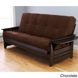 Havenside Home Okaloosa Espresso Full Size Wood Futon Frame With Havenside Home Okaloosa Espresso Full Size Wood Futon Frame With Innerspring Suede Mattress