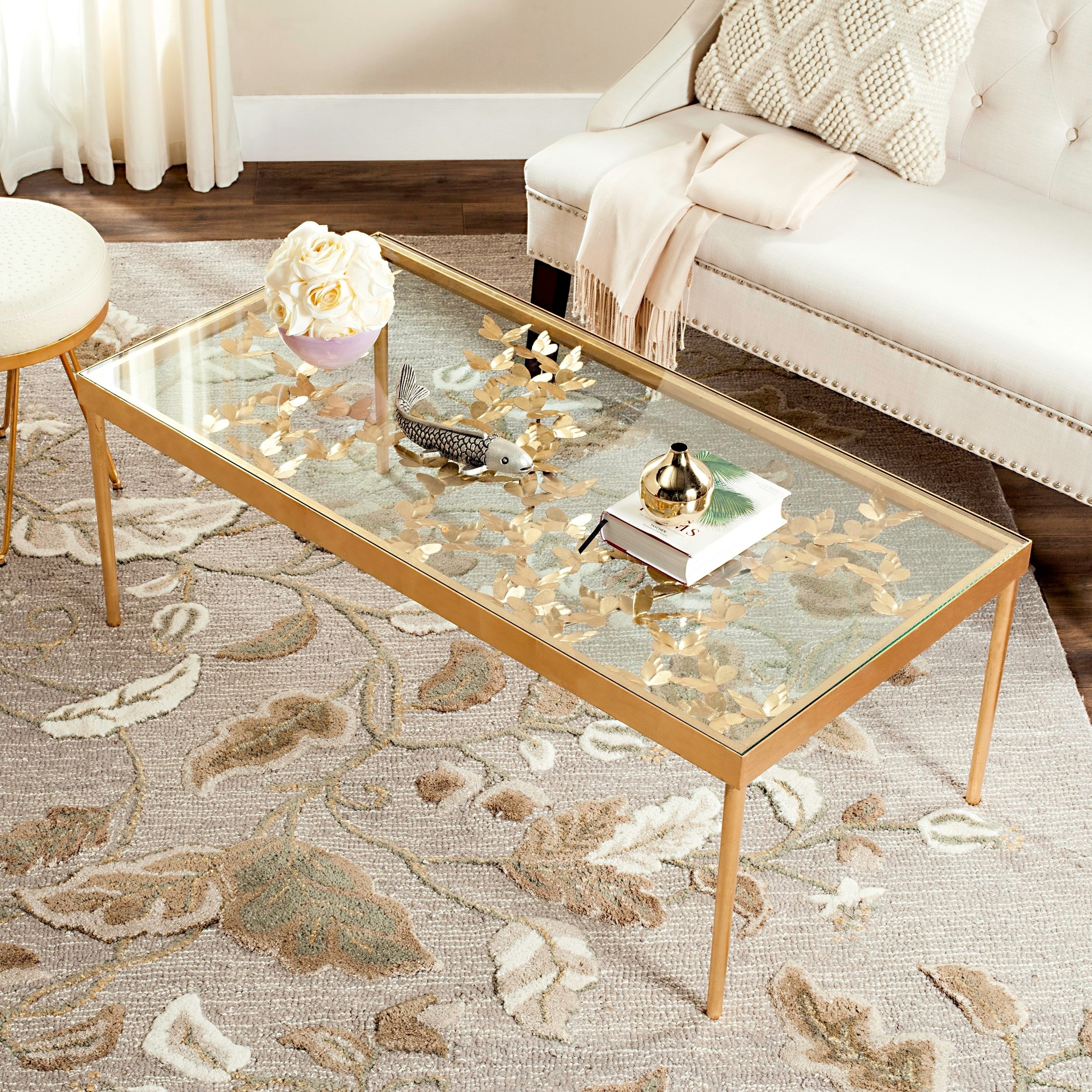 Safavieh Rosalia Antique Gold Leaf Coffee Table Fox2589a