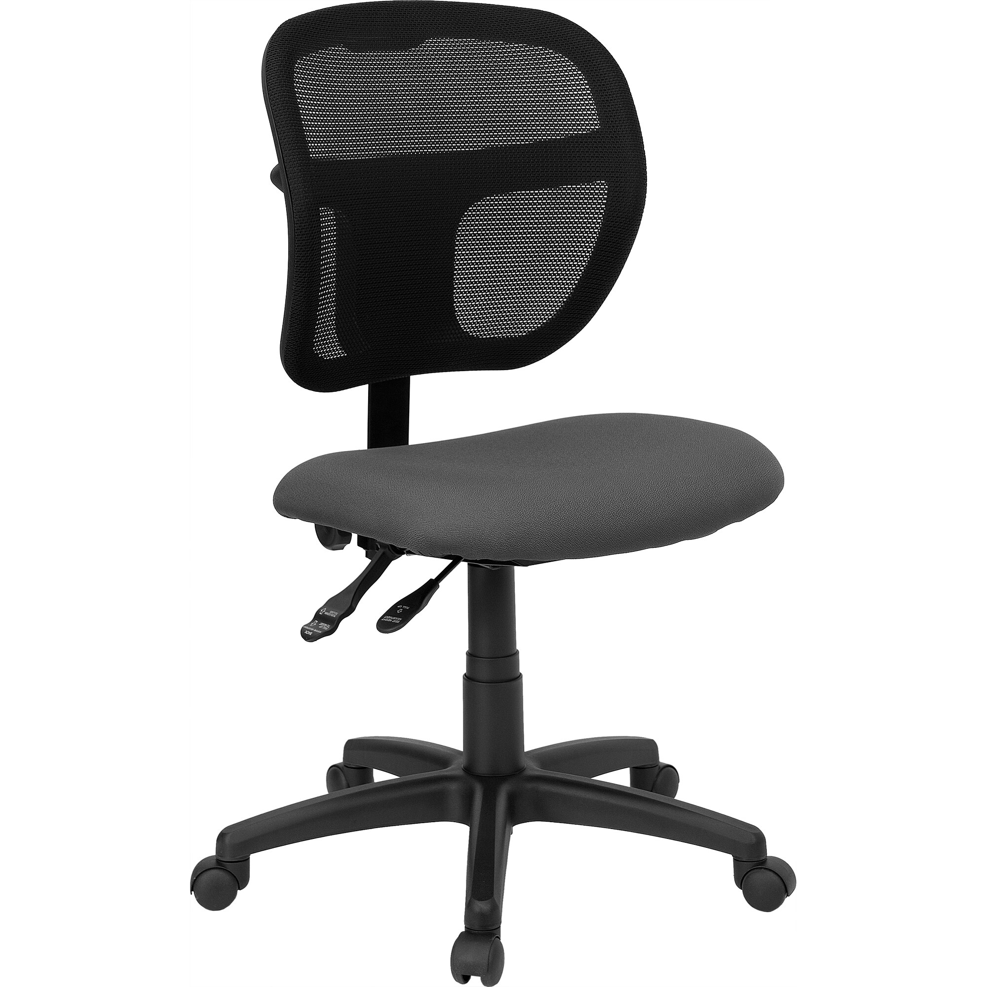 Armless Ergonomic Desk Chair A Line Furniture Theo Mesh Dual Paddle Control Swivel Adjule Armless Ergonomic