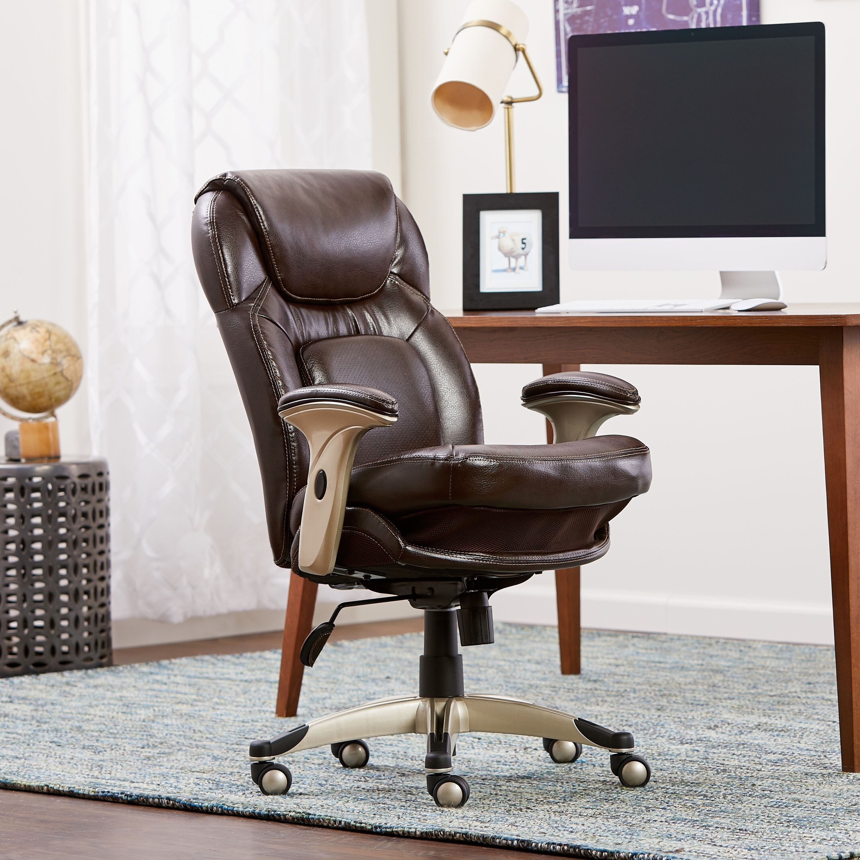 Brown Office Desk Chairs Sears Serta Back In Motion Health And Wellness Frye Chocolate Bonded Leather Office Chair