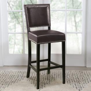 Abbyson Living Napa 30 Inch Brown Leather Bar Stool Dark