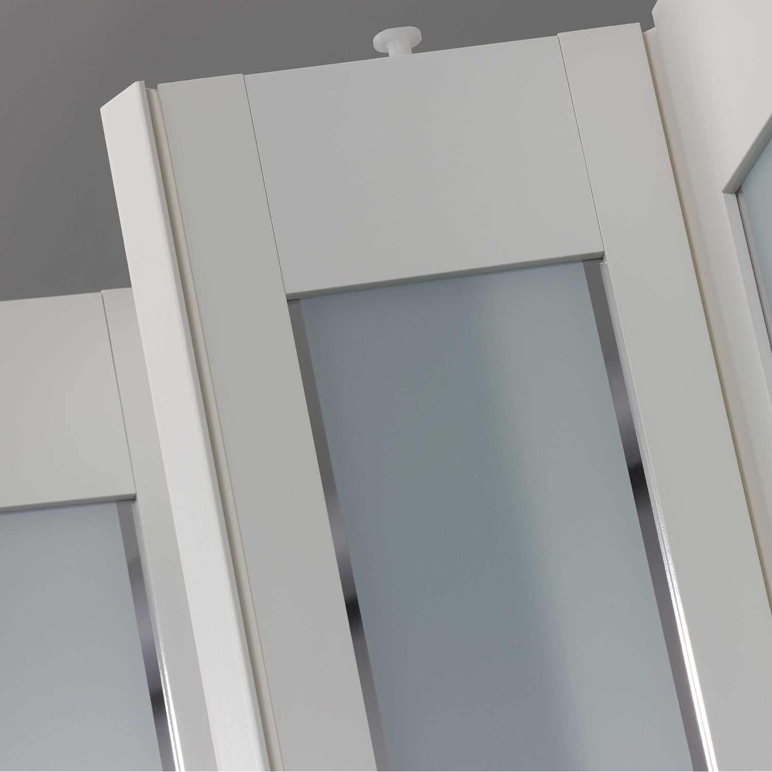 Homestyle Metro White with Turquoise Frosted Insert Folding Door Homestyle Metro White with Turquoise Frosted Insert Folding Door