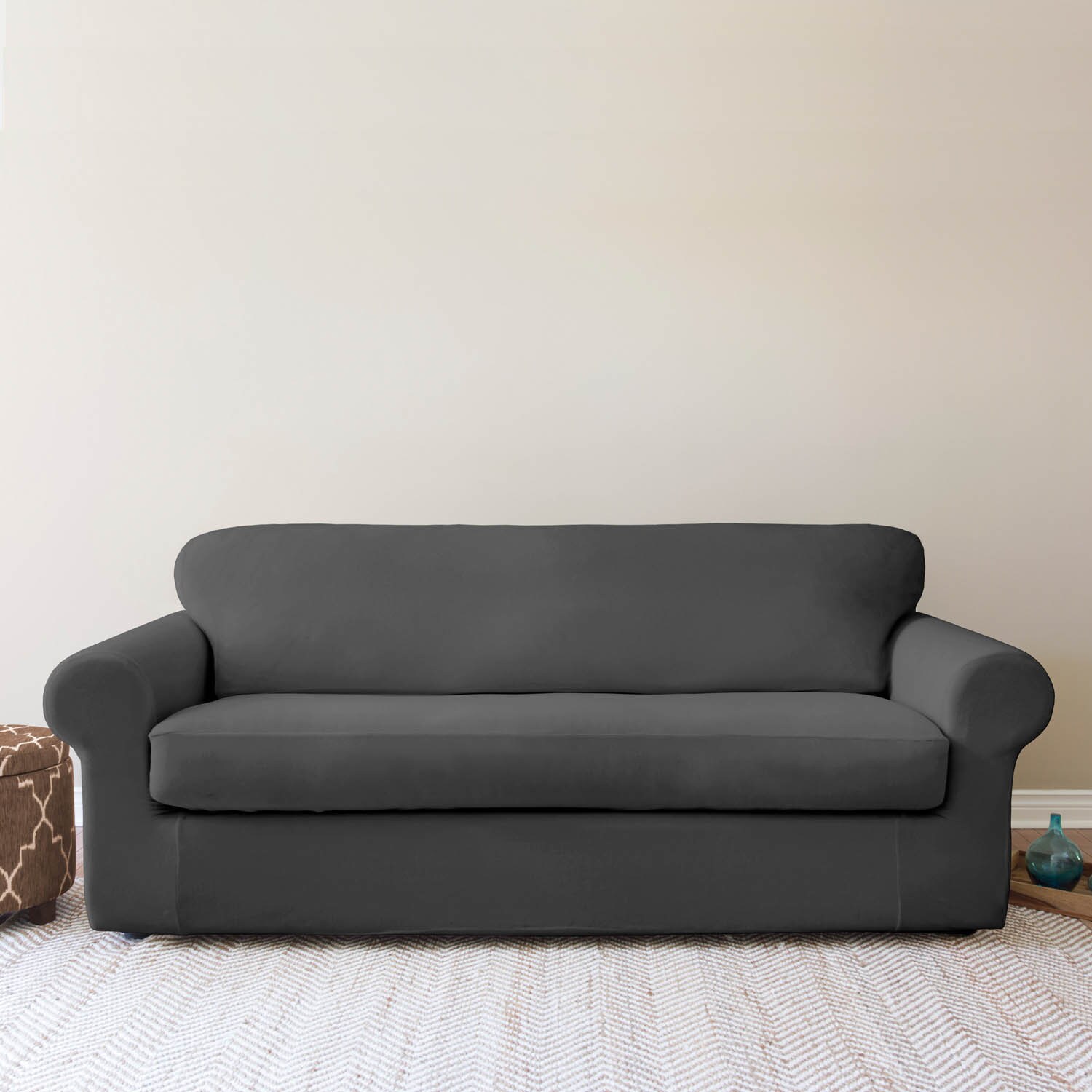 Quickcover Slipcovers Kmart Quickcover Shiloh 2 Piece Stretch Velvet Sofa Slipcover