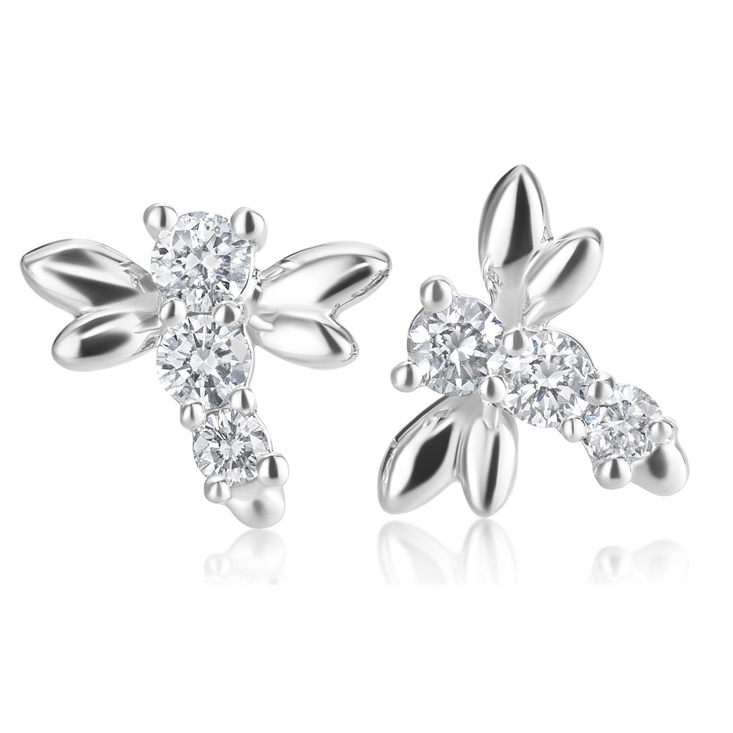 White Gold Dragonfly Earrings Summerrose Jewelry 14k White Gold Diamond Dragonfly Earrings 1 3 Tdw