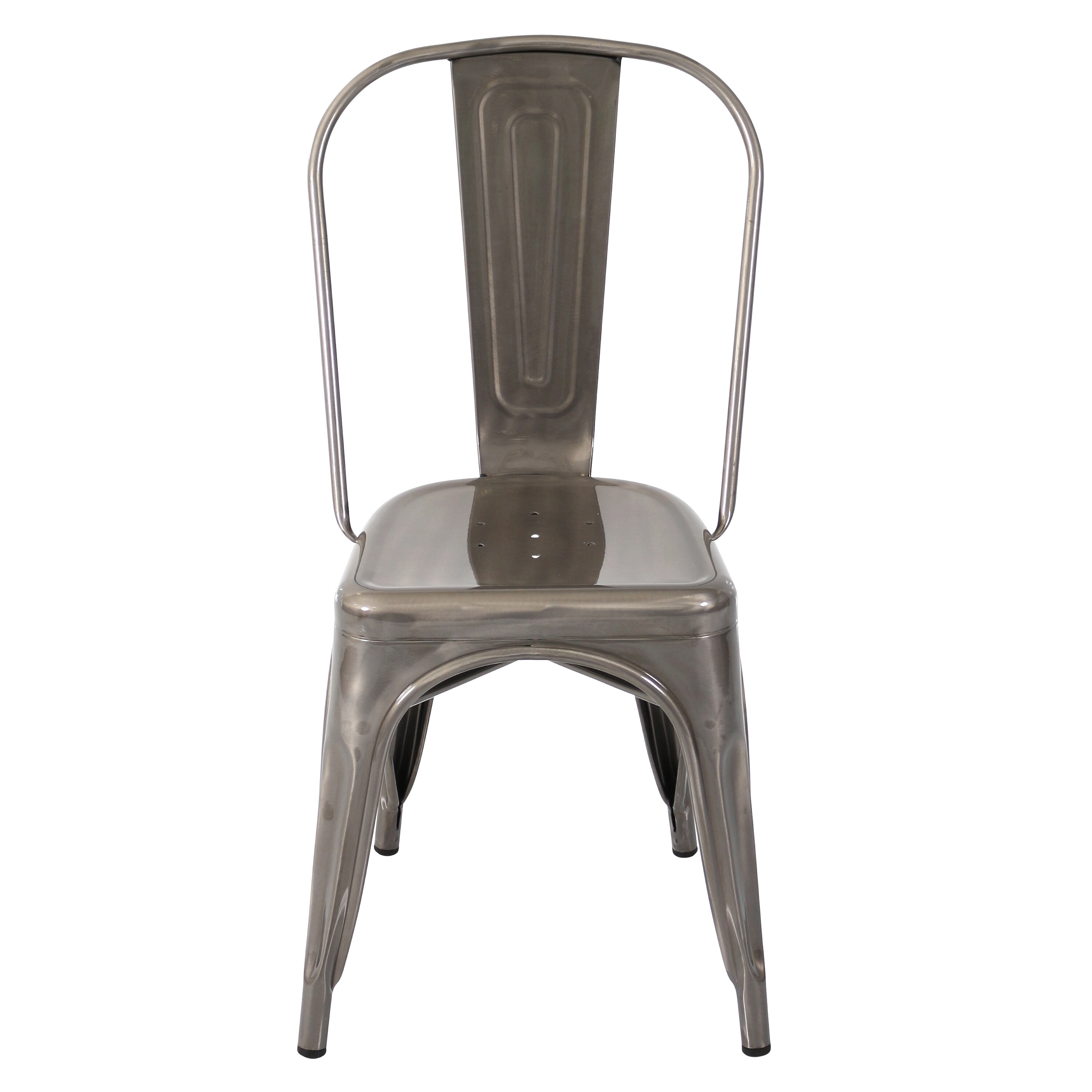 Lumisource Oregon Stackable Dining Chair In Lumisource Oregon Stackable Dining Chair In Brushed Silver Set Of 2 Clear Coat