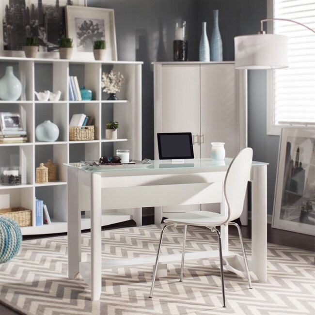 Bush Furniture Aero Writing Desk With 16 Cube Bookcase Room Divider