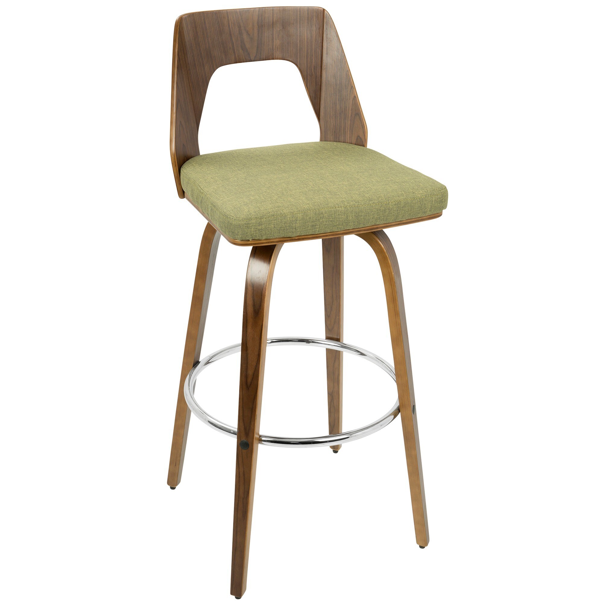 Strick Bolton Ross Mid Century Modern Walnut Wood Swivel Bar Stool
