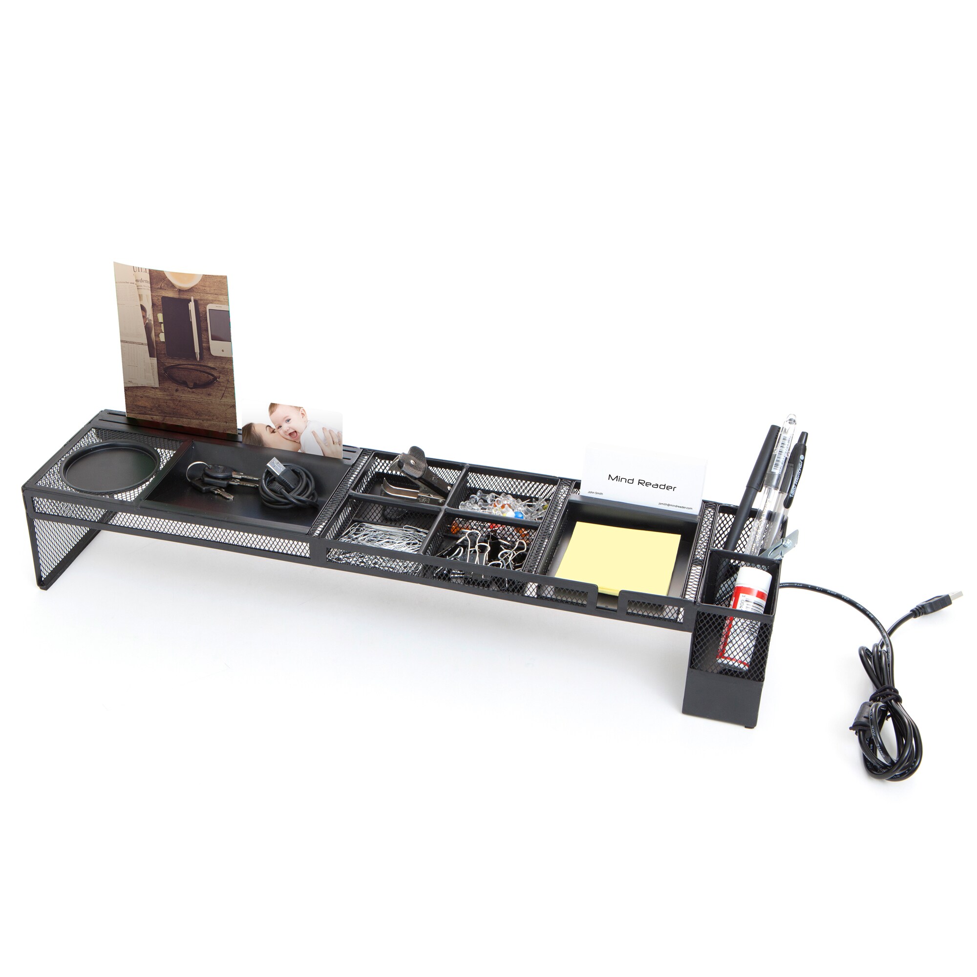Desk Organizer Charging Station Mindreader Mind Reader Axel Black Metal Mesh Desk Organizer With Charging Station