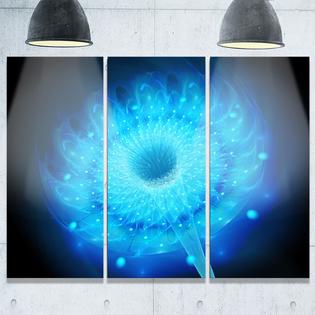 Design Art Glowing Blue Fractal Flower On Black Floral Design Art Glowing Blue Fractal Flower On Black Floral