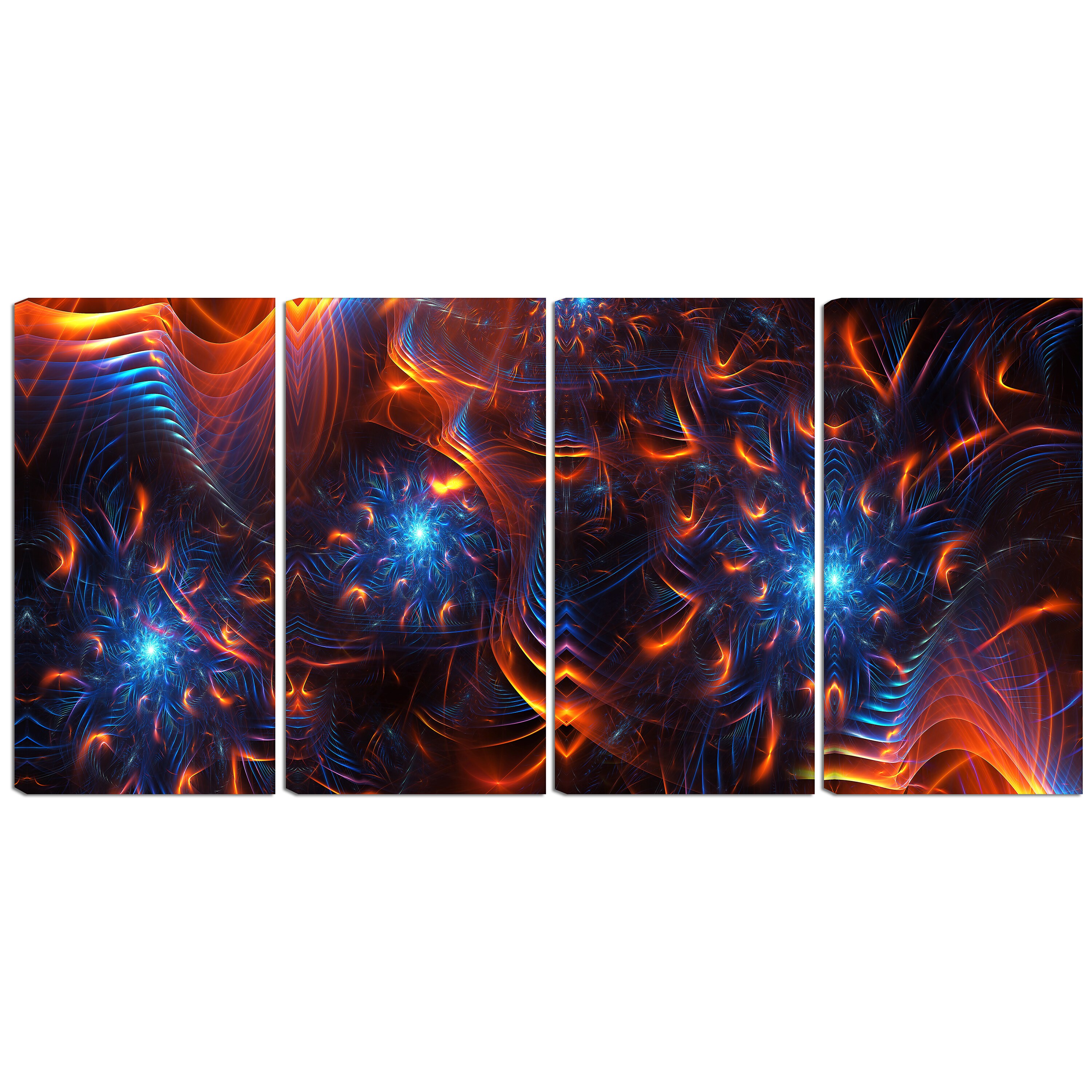design art fire ice 48 x 28 inch 4 panel canvas art print