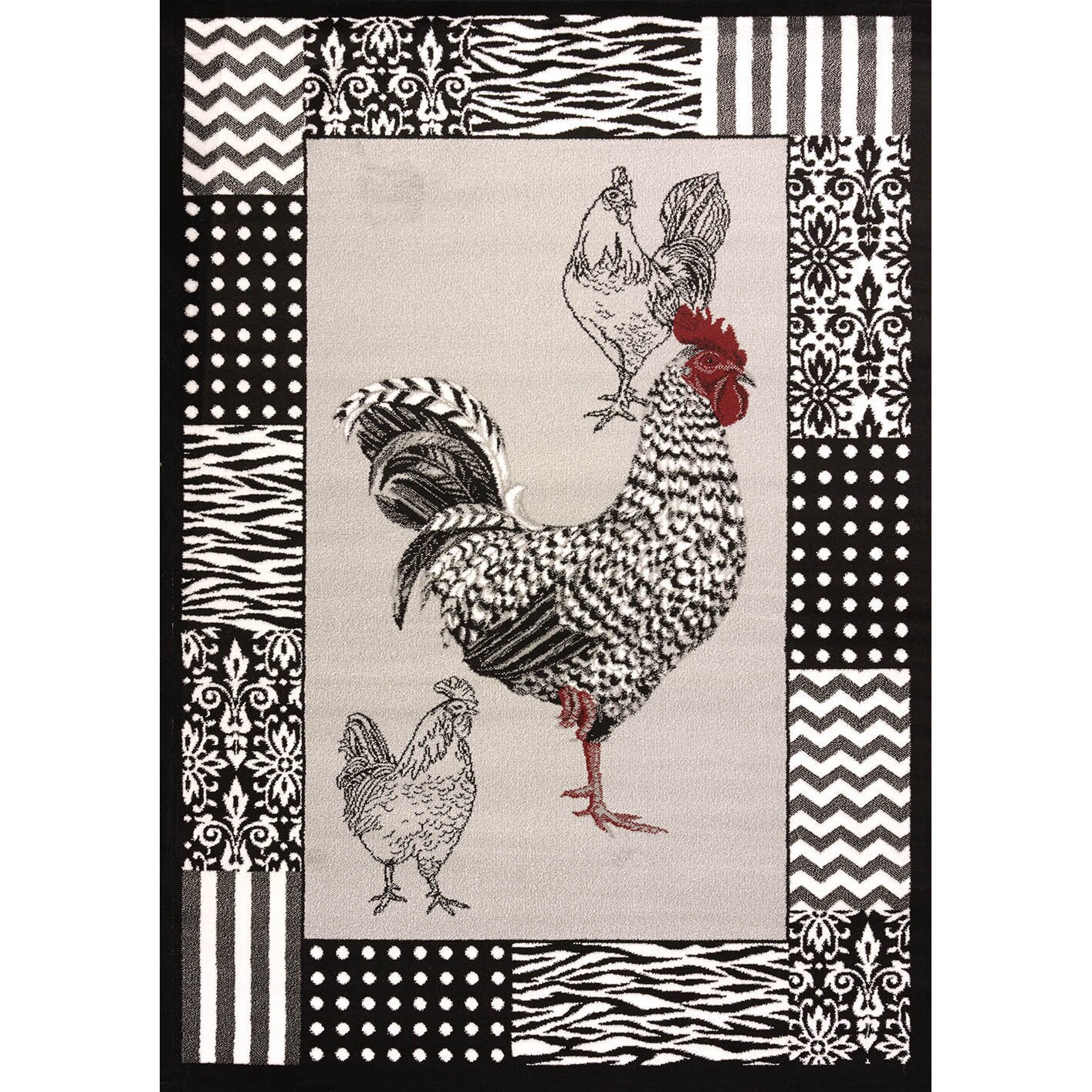 Westfield Home Cristall Darlene Grey Rooster Area Rug 5 3 X 7 6 Westfield Home Cristall Darlene Grey Rooster Area Rug 5 3 X