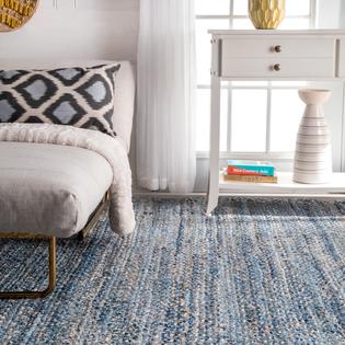 Nuloom Nuloom Handmade Braided Natural Fiber Jute Denim Blue Rug