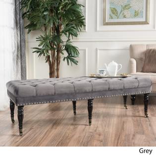 Christopher Knight Home Hastings Tufted Velvet Fabric Ottoman