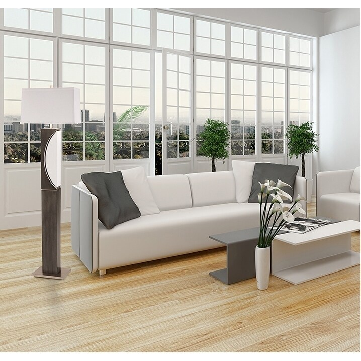 Gray Floor Lamps Kmart Nova Of California Lighting Ash Grey Wood Steel Half Moon Floor Lamp