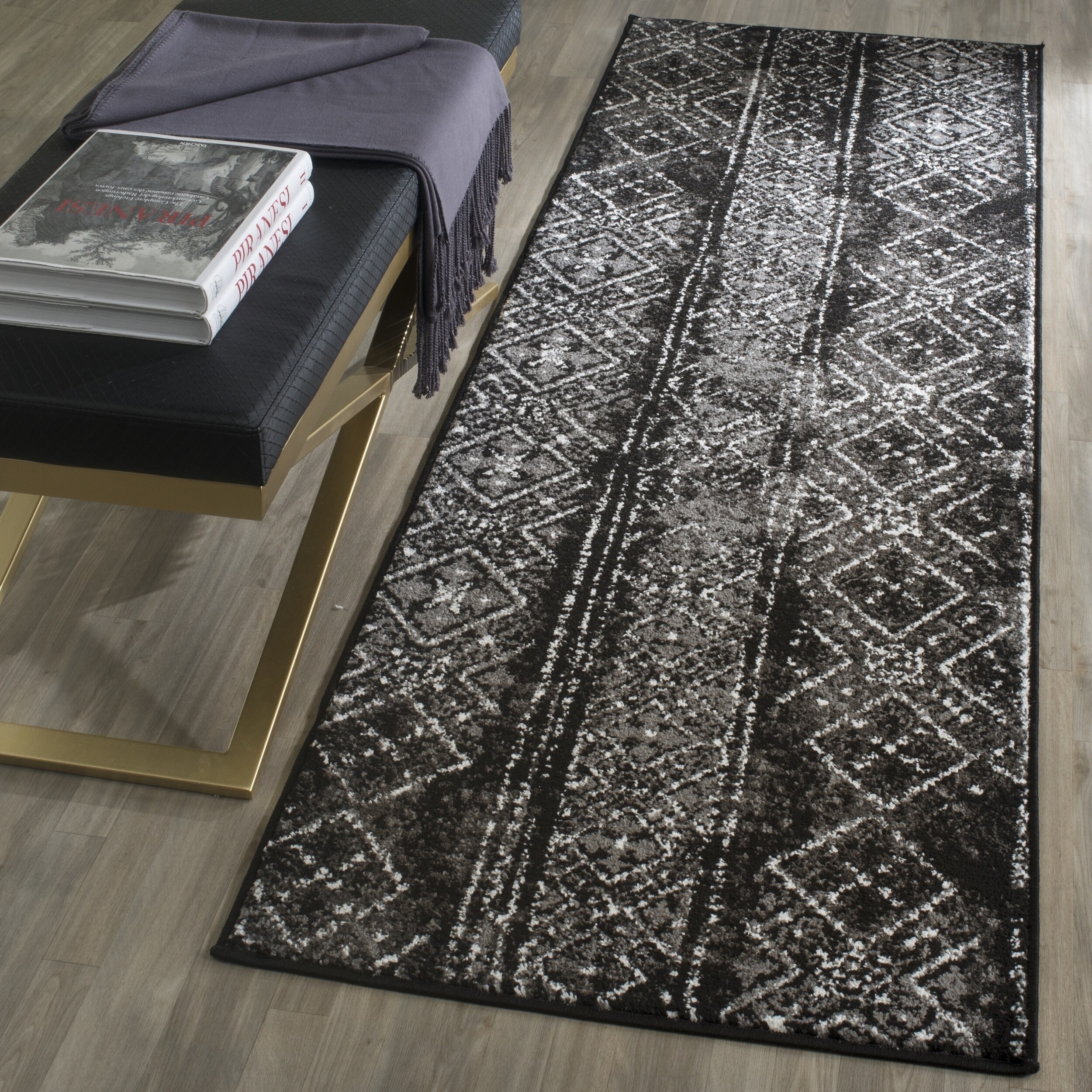 Safavieh Adirondack Vintage Boho Black Silver Runner Rug 2 6 X 12 Safavieh Adirondack Vintage Boho Black Silver Runner Rug 2 6 X 12