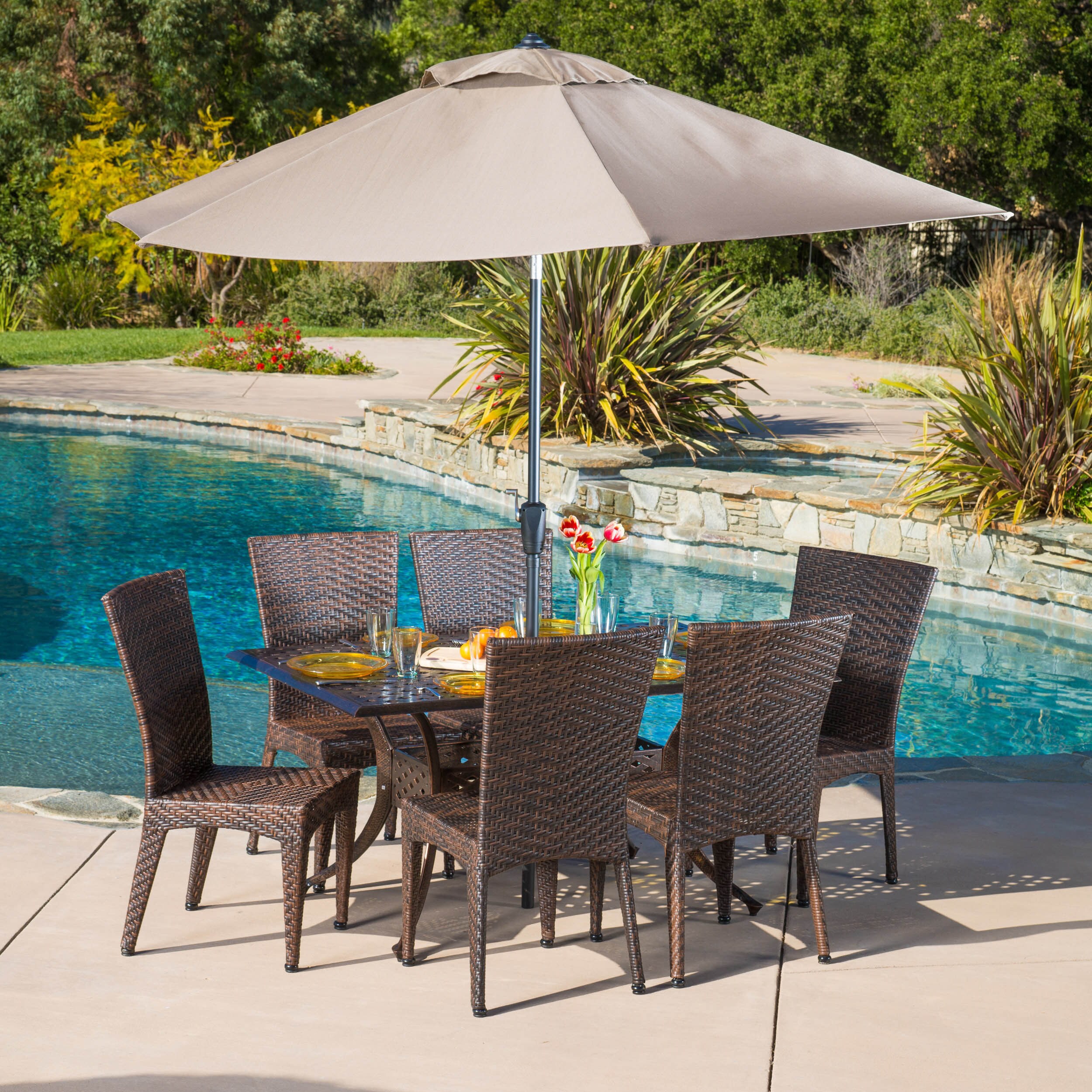Christopher Knight Home Dining Sets Kmart Christopher Knight Home Brooke Rectangular Outdoor Cast And Wicker 7 Piece Set By