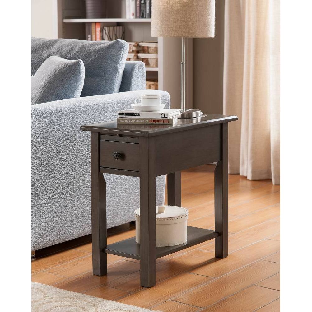 Red House Sutton Brushed Grey Wood Mdf Side Table With Charging Red House Sutton Brushed Grey Wood Mdf Side Table With Charging Station