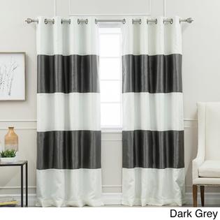 Aurora Home Striped Dupioni Grommet Top Blackout Curtain Panel Pair Aurora Home Striped Dupioni Grommet Top Blackout Curtain Panel Pair