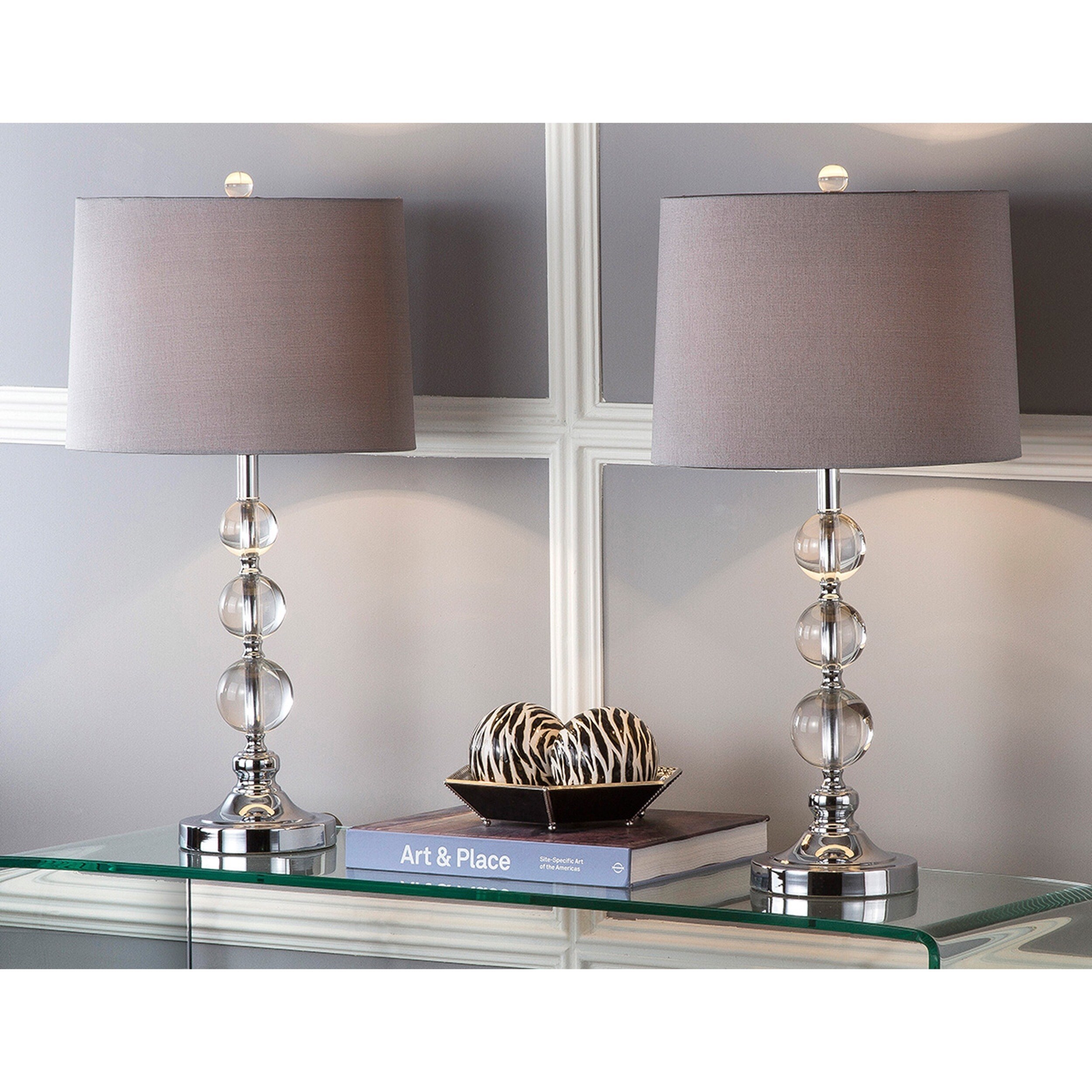 Safavieh Lighting Keeva Grey Shade And Clear Crystal Ball 27 Inch Safavieh Lighting Keeva Grey Shade And Clear Crystal Ball 27 Inch Table Lamp Set Of 2 Lit4113a Set2