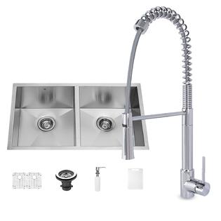 Vigo All In One 32 Inch Stainless Steel Undermount Kitchen Sink And Vigo All In One 32 Inch Stainless Steel Undermount Kitchen Sink And Laurelton Chrome Faucet Set